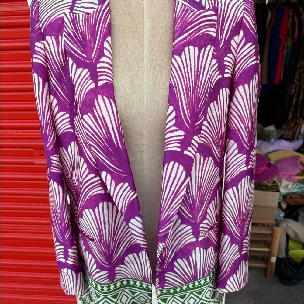 Zara Purple and White Patterned Blazer